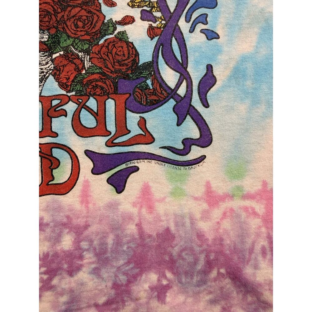 Vintage Grateful Dead 1990 Skeleton Rose Tie Dye Single Stitch Mens T Shirt XL - Picture 3 of 16